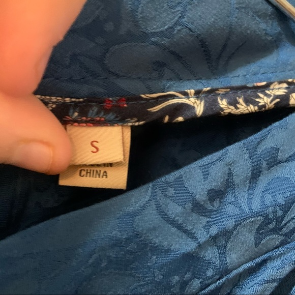 Anthropologie Holding Horses Blue Print Slit Sleeve Dress size Small - Picture 3 of 10